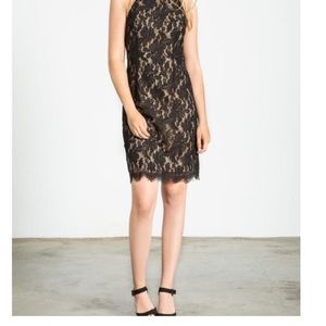 Sans Souci Lace Black And Nude Dress Size M